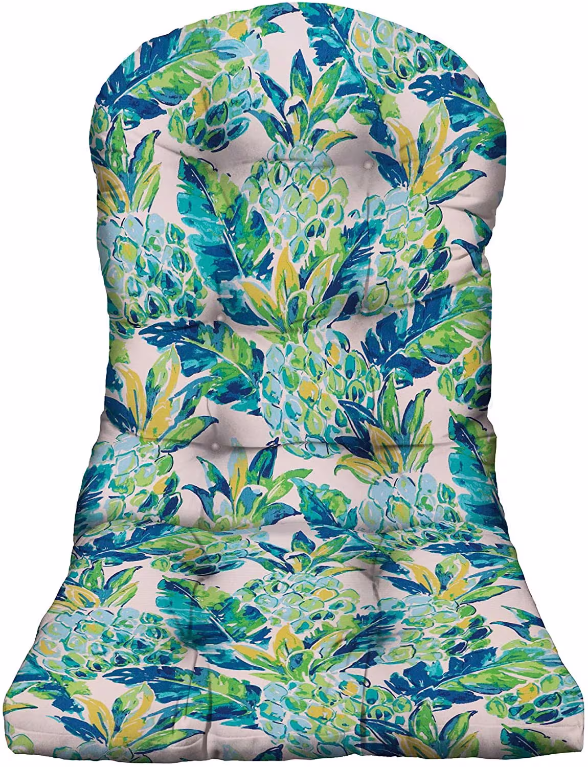 Rsh Decor Tufted Adirondack Chair Cushion Outdoor, Vida Opal Blue Green Pineapple Floral