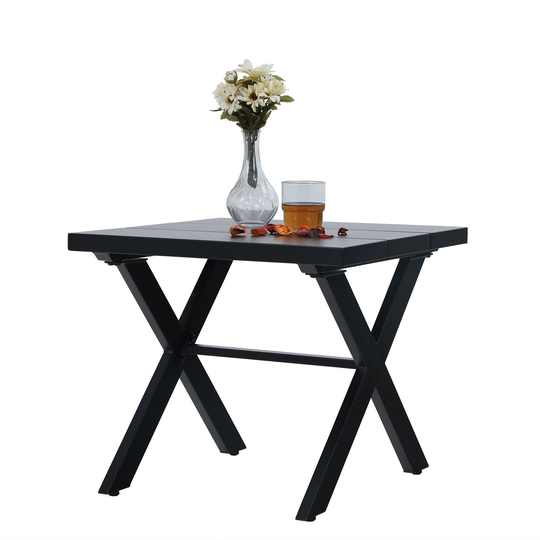PHI VILLA 20" Metal Square Side/End Table, Coffee Bistro Table, Black