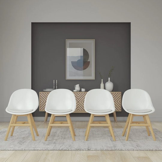 Amazonia 4 Piece Side Chairs Set Durable Teak Finish Dining Chairs Eucalyptus Wood Patio Seating Set