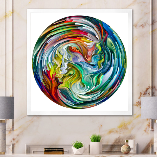 Designart 'Circle Colorful Liquid Color Flow III' Modern Framed Art Print