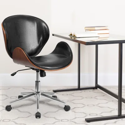 Antalya Mid-Back Wood Conference Office Chair with LeatherSoft Seat