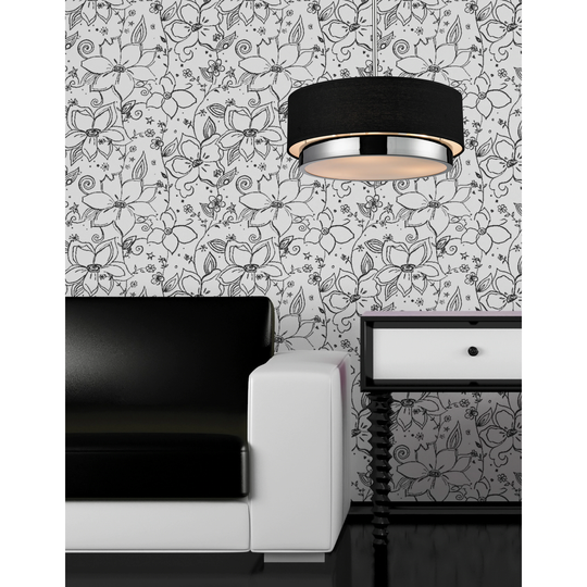 Jade Chrome 3-light Black Drum Shade Pendant