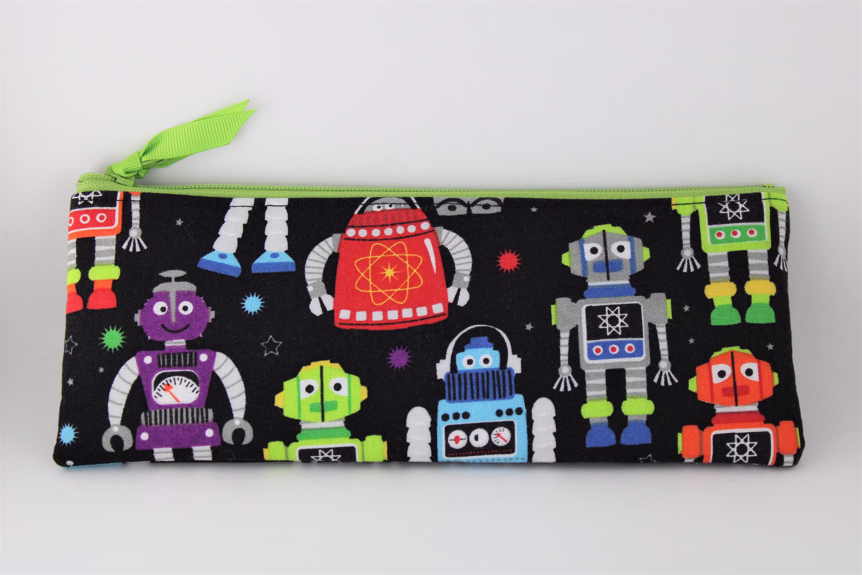 Pencil Case Muti Color Robots Fabric Slim Zipper Pouch Makeup Cosmetic Bag Travel Back To School Teacher Gift Personalized First Name/Word