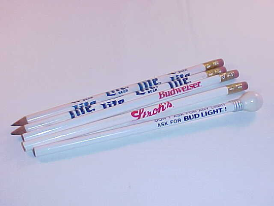Beer Advertising Pencils Unused - Miller Lite Stroh's Bud Light & Budweiser Beers