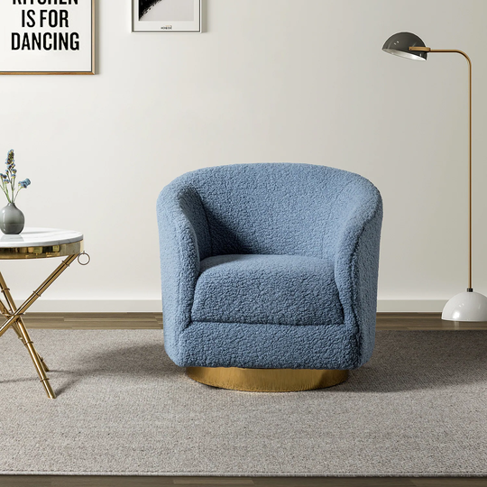 Manganiello Swivel Elegant Upholstered Accent Barrel Chair with Metal Base and 8 Color Options
