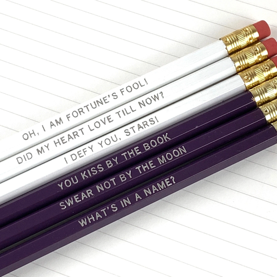 Romeo & Juliet Quote Pencils, Shakespeare Gifts, Valentines Day Gift For Her, Romantic Gifts Bookworms, Literary