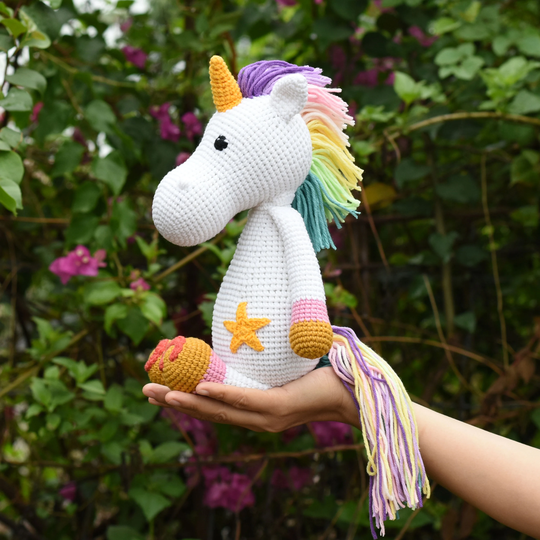 Colorful Unicorn Stuffed Crochet Handmade - Pastel Color Best Gift For Girl Lovely Decoration Kid Room