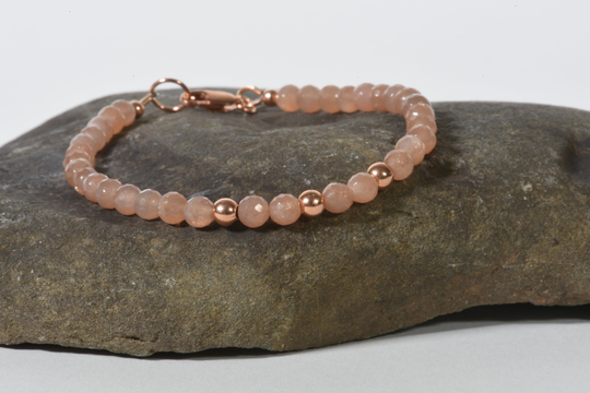 Peach Moonstone Bracelet, Dainty