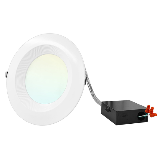 Luxrite 8" Commercial LED Recessed Light, J-Box, 3 Color Selectable, 1600/2100/2700 Lumens, Dimmable, Wet Rated