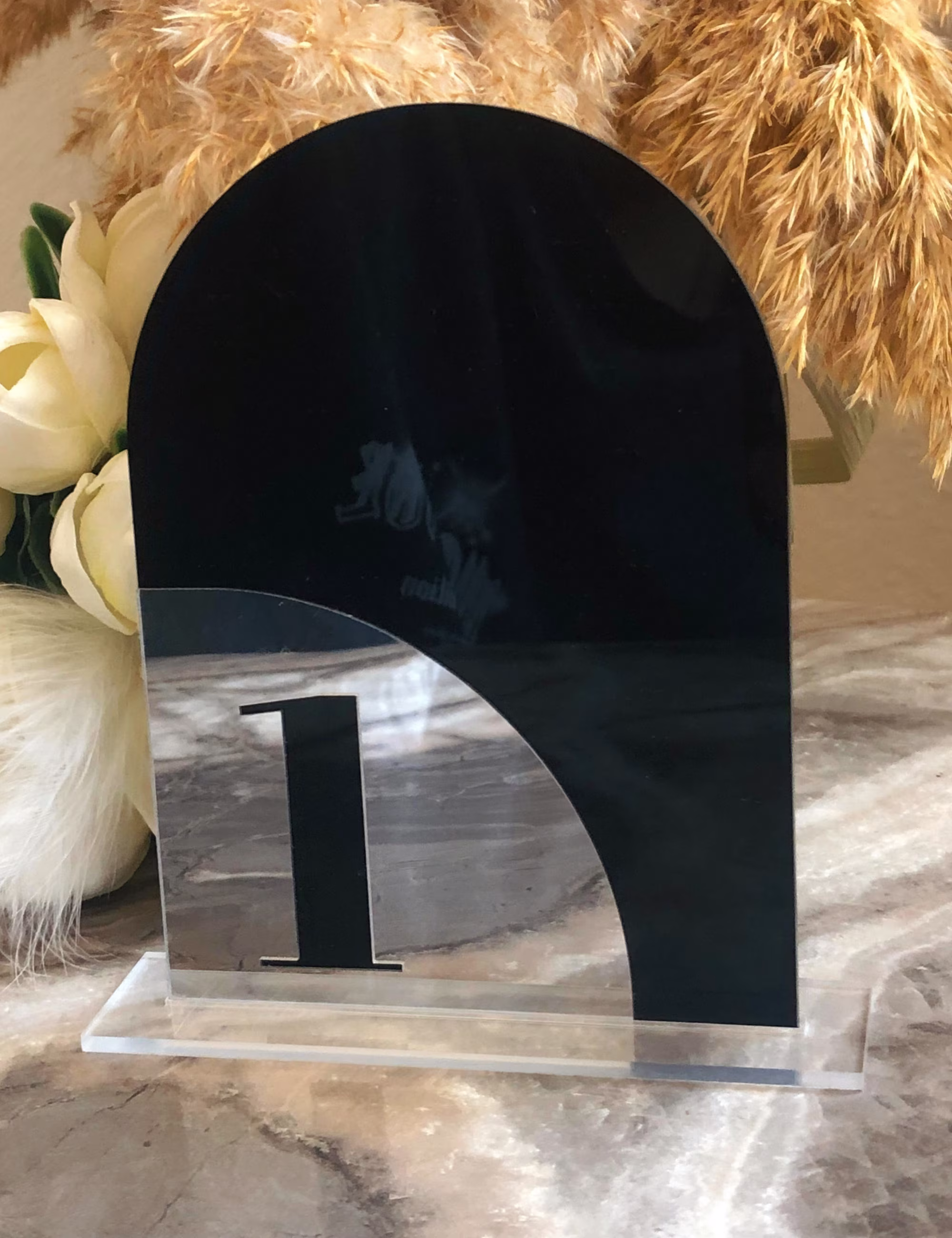 Arched Table Numbers - Black Acrylic Decoration Signage Wedding Decor