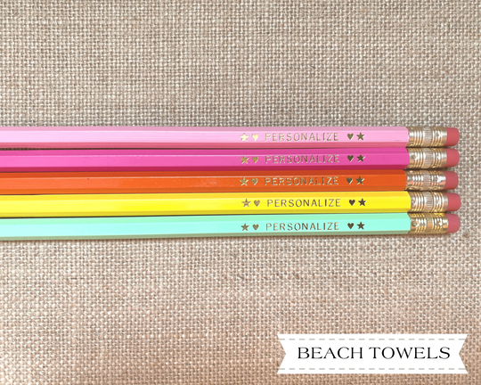 Personalized Pencil Set. These Customized Pencils Are A Perfect Gift For Mom, Teacher Or Tween. Lovely Bright Pinks