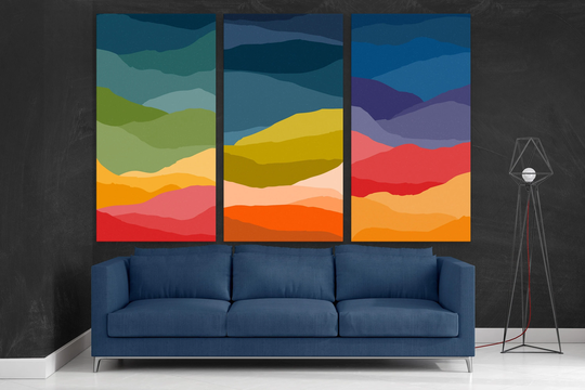 Colorful Wall Art Print On Canvas, Prints Set Of 3, Minimalist Set, Scandinavian Art, Nordic Abstract