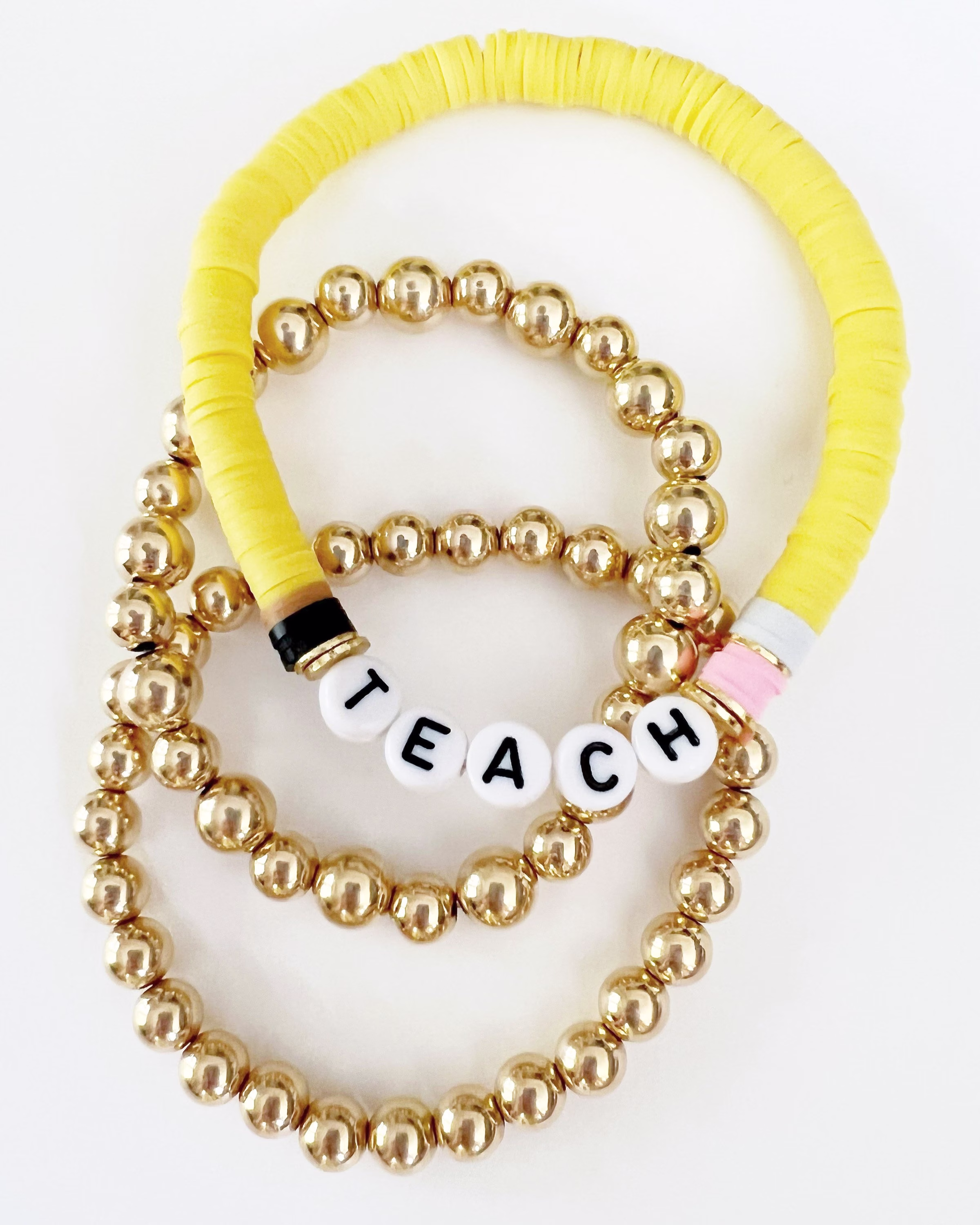 Teach Disc Bracelet | Pencil Heishi Beads Beaded Bracelets Teacher Gift Back To School