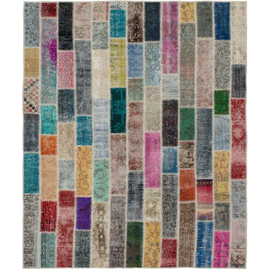 ECARPETGALLERY Hand-knotted Color Transition Patchwork Multi Wool Rug - 6'0 x 7'9