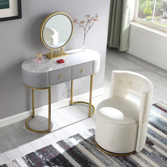 Swivel Velvet Curved Accent Chair with Storage Function