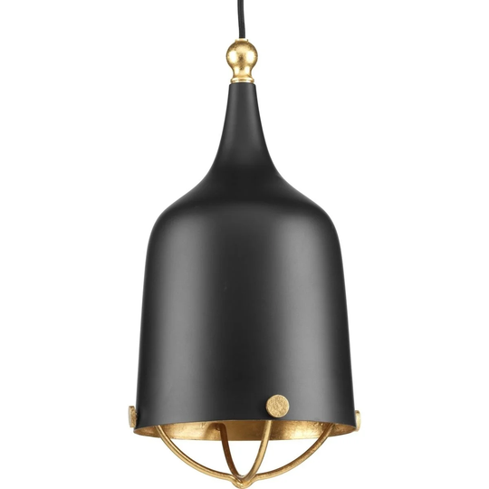 Progress Lighting Era Matte Black and Gold-leaf Steel 1-light Pendant