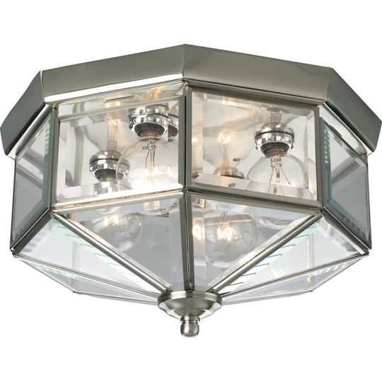 Four-Light Beveled Glass 11-1 8" Close-to-Ceiling - 6.750" x 11.000" x 11.000"
