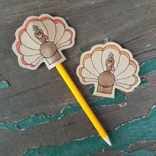 Pencil Topper, Embroidered Turkey Marine Vinyl Non Candy Gift Treat Bag