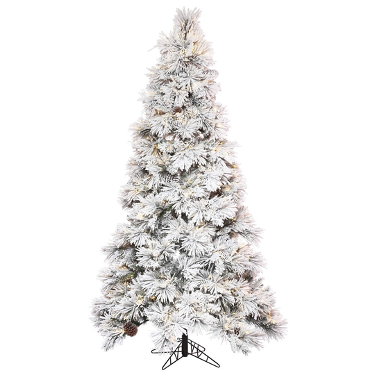 Vickerman 6' x 30" Flocked Atka Pencil Artificial Christmas tree, Warm White Low Voltage 3MM LED Lights
