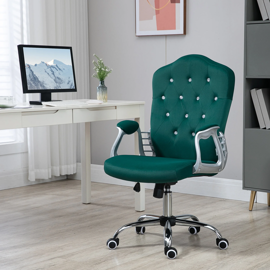 Vinsetto Home Office Chair, Computer Chair, Button Tufted Desk Chair with Swivel Wheels, Adjustable Height, and Tilt Function