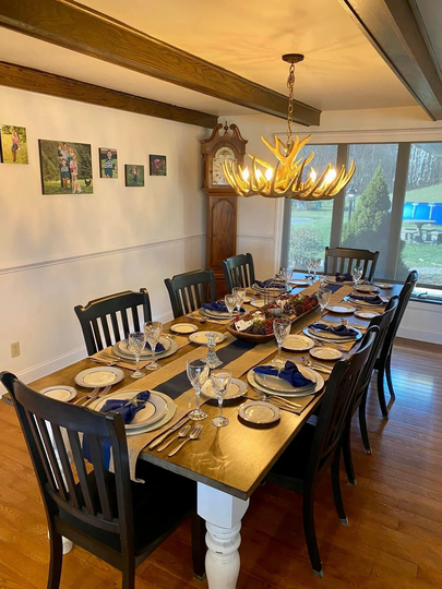 Maple Farmhouse Table, Large Hardwood Custom Farm Dining Room Designer Kitchen Table