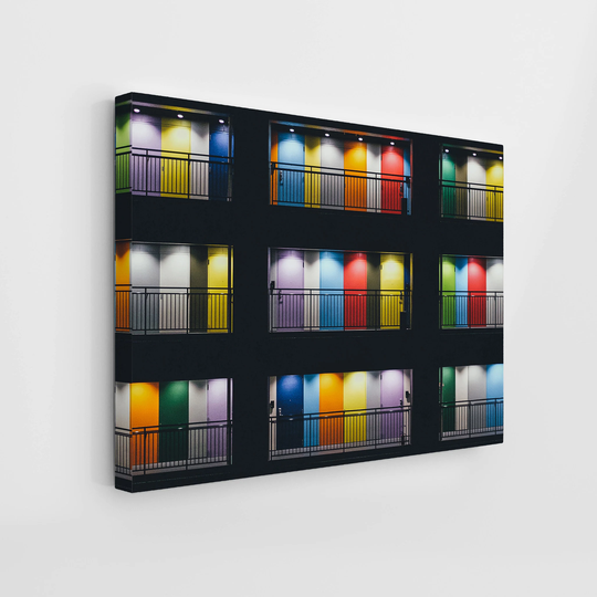 Colorful Balcony | Abstract Colors Canvas Art Large Living Room Decor Goat