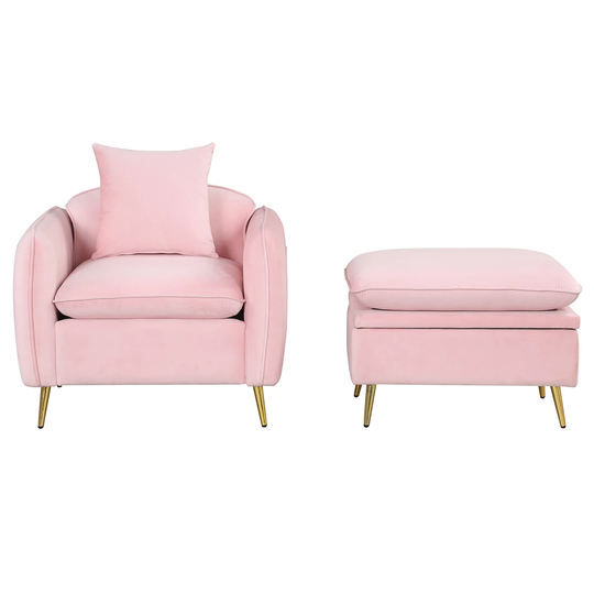 35.2" Modern Accent Chair,Single Sofa Chair with Ottoman Foot Rest