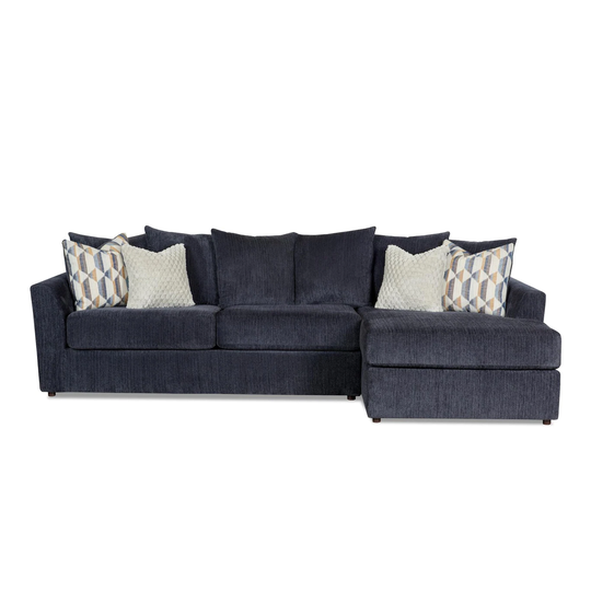 Melling Ultra-Comfort Upholstered Blue Fabric Sofa Chaise