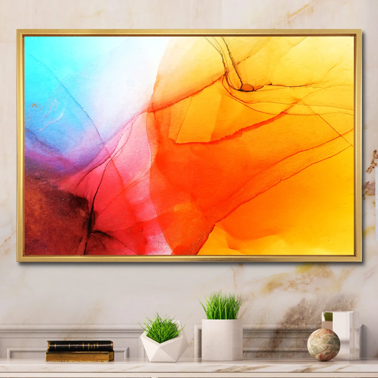 Designart 'Fight Of Color Of Liquid Ink III' Modern Framed Canvas artwork