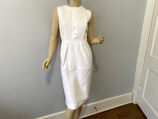 Helen Whiting Pencil Dress Vintage 1950S White Cotton Sleeveless