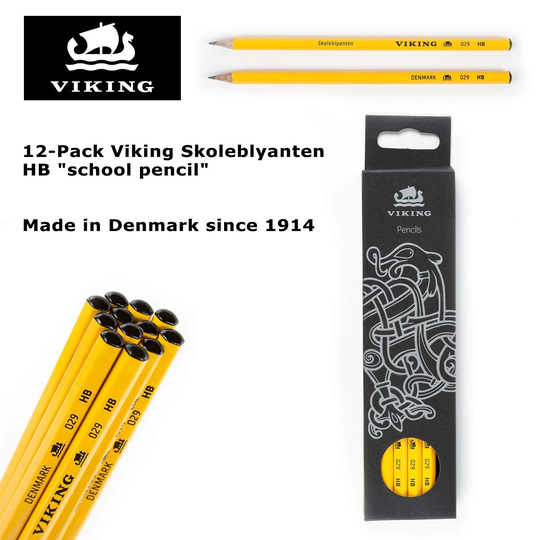 12 Pack Viking Skoleblyanten Hb "School Pencil" - Made in Denmark Since 1914
