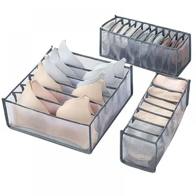 Underwear Drawer Organizer, 3 Set Foldable Closet Underwear Storage Compartment Box, Drawer Divider Organizer Bins For Underwear, Socks, Bras, Stockin