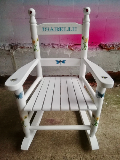 Personalised Children's Rocking Chair - Dragonfly Friends Theme Made To Order