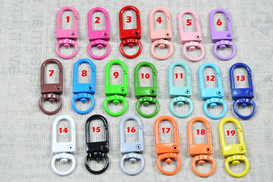 10 Pcs Assorted Color Square Swivel Lobster Clasps, Metal Claw Clasp, Spring Choose Your