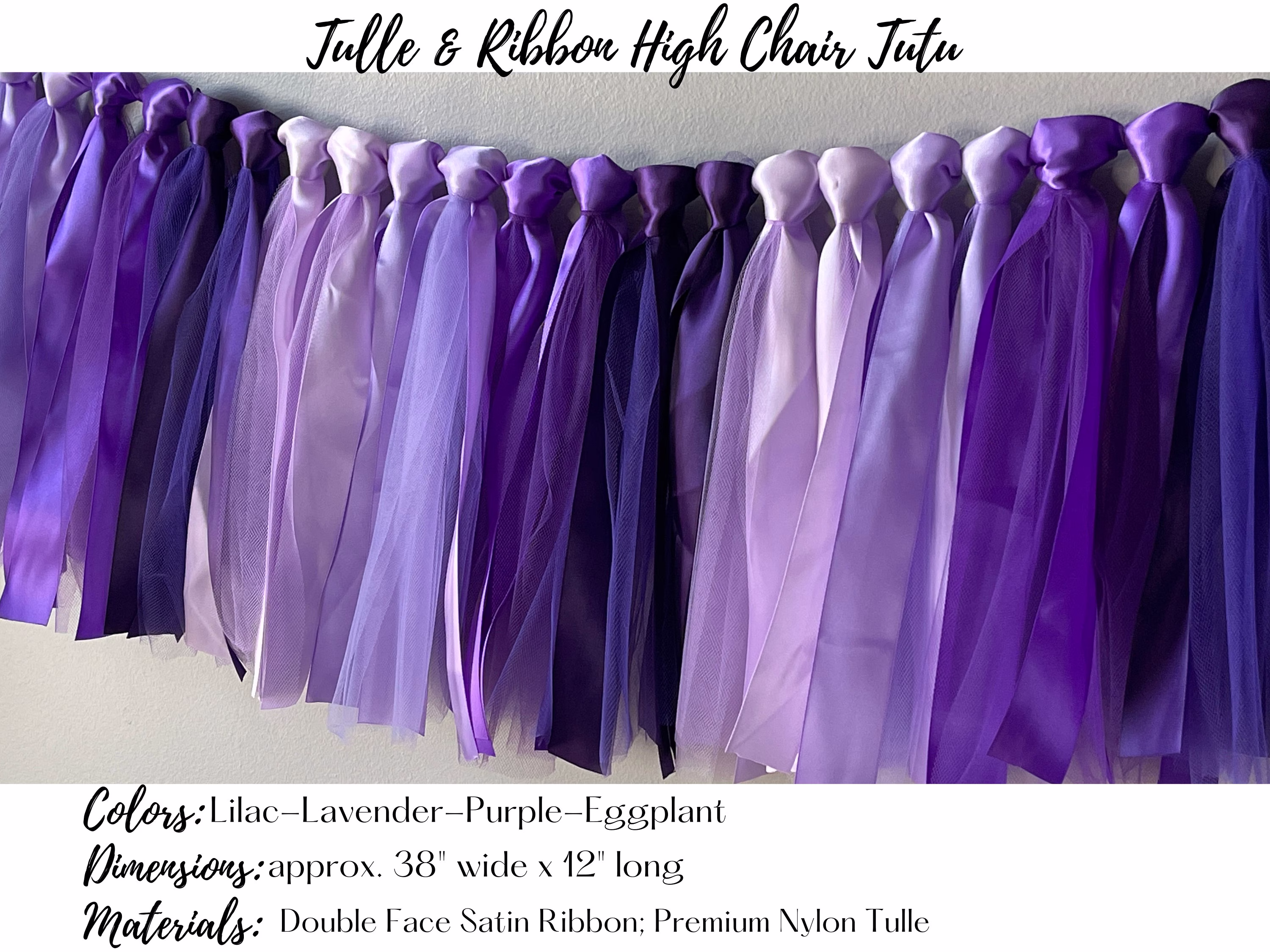 Purple Ombre High Chair Tutu, First Birthday Banner Skirt, 1st Party Decorations, Wall Garland, Decor
