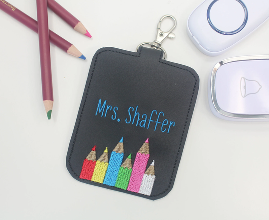 Classroom Doorbell Holder, Personalized Sunscreen Lanyard Accessory, Teacher Gift, Colored Pencils