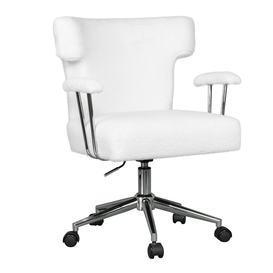 Chair Vanity Chair Fluffy Seat Adjustable Height for Living Room White