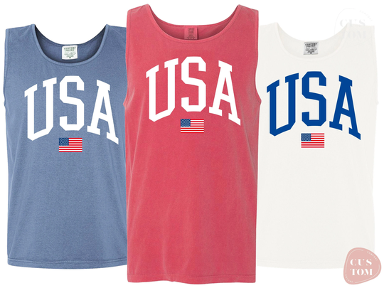 Usa Flag Comfort Colors Top, Tank 4Th Of July Shirt, Big Usa