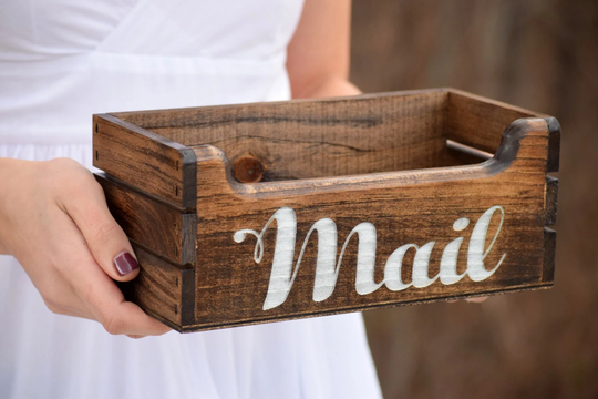 Mail Holder - Organizer Rustic Wood Housewarming Gift Personalized Office Storage Box