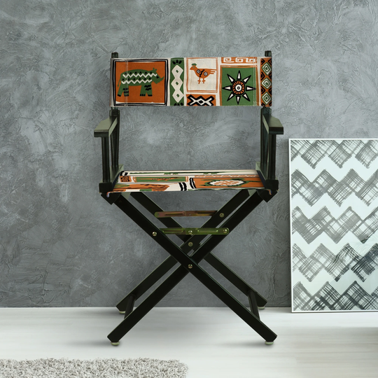 18" Director's Chair Black Frame-Congo BongoNatural - 21.75"W x 17"D x 33.75"H