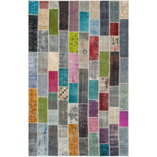 ECARPETGALLERY Hand-knotted Color Transition Patchwork Multi Wool Rug - 6'0 x 10'2
