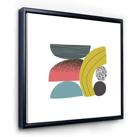 Designart 'Colorful Geometric Abstract Art Collage II' Modern Framed Canvas Wall Art Print