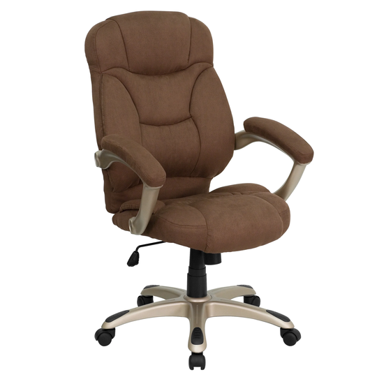 Malaga Executive Brown Microfiber Adjustable Swivel Office Chair with Padded Arms