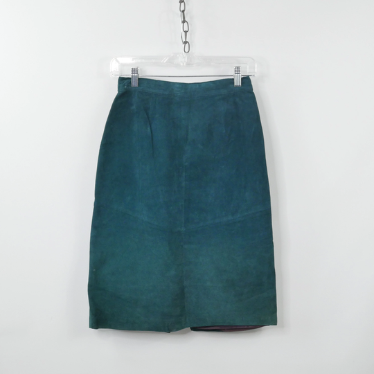 Green Suede Lined Pencil Skirt Size Small Evan Davies Genuine Leather
