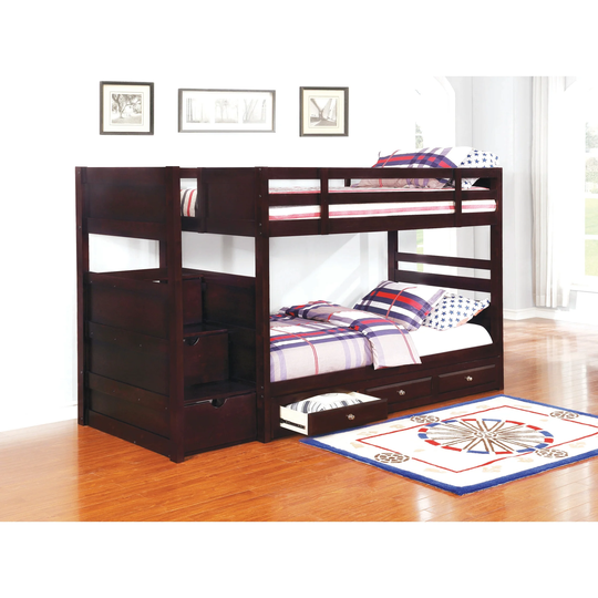 Blandford Cappuccino Twin/Twin 3-Drawer Storage Bunk Bed