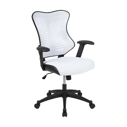 Offex High Back Designer Mesh Executive Swivel Ergonomic Office Chair with Adjustable Arms - White