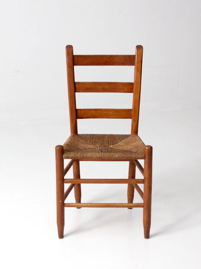 Antique Rush Seat Chair With Ladder Back