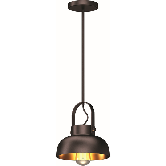 Volume Lighting 1-Light Antique Bronze Downrod Mini Bowl Pendant
