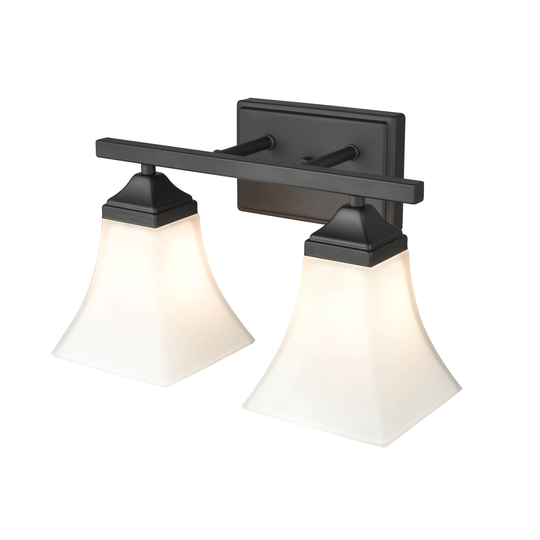 Millennium Lighting Metal 2 Light Vanity Fixture with Etched White Glass Shades - N/A