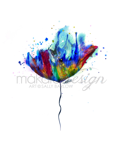 Colorful Abstract Flower Mixed Media Watercolor Painting Print, Canvas, Or Metal Wall Art